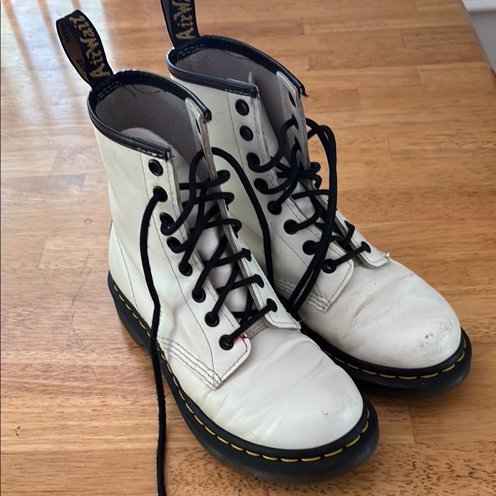 Dr. Martens White Leather Boots